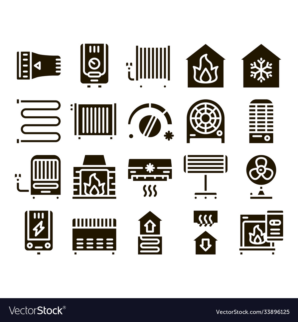 Heating and cooling collection icons set Vector Image