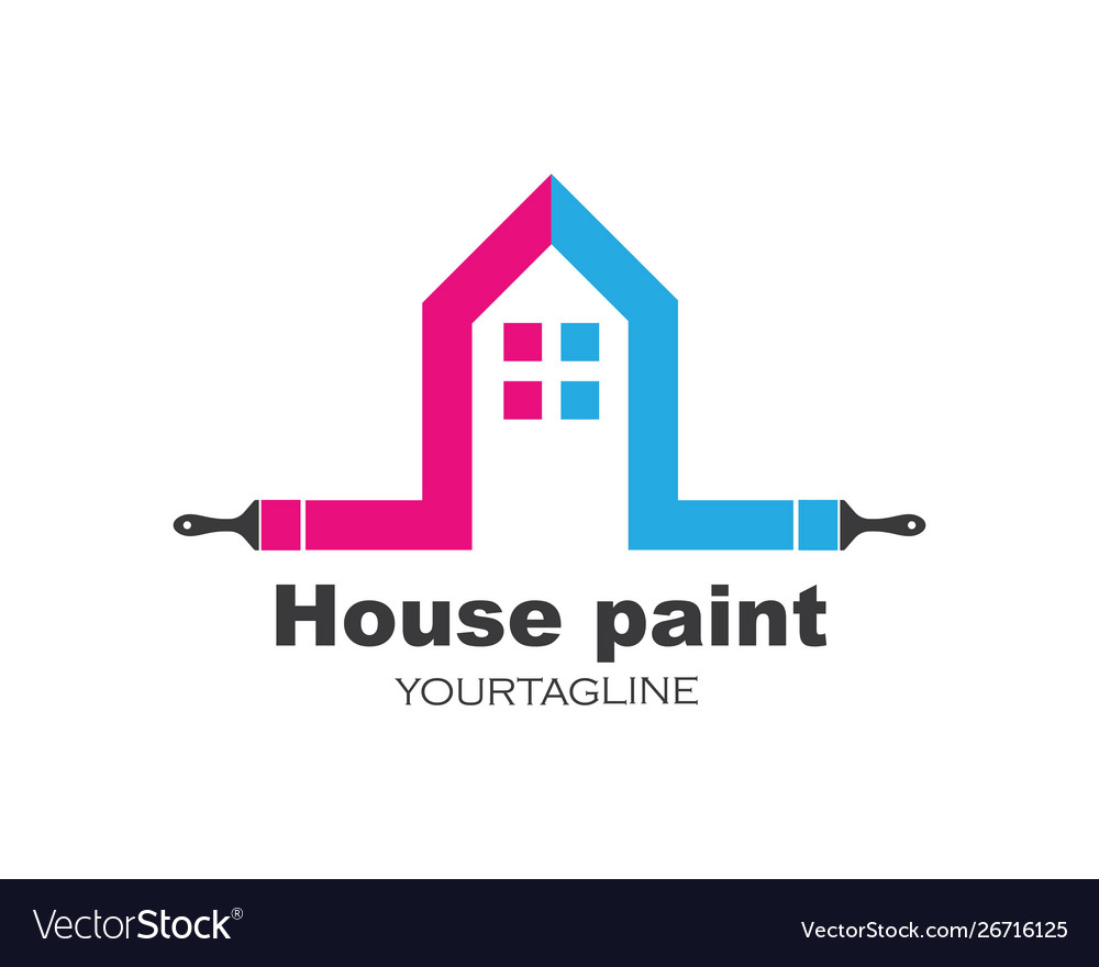 Housebulding paint logo icon Royalty Free Vector Image