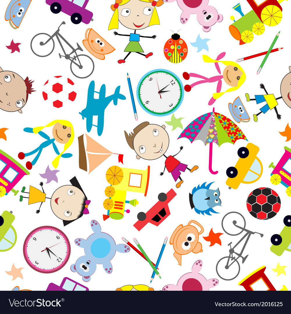 Kids Toy Pattern - Colorful Background