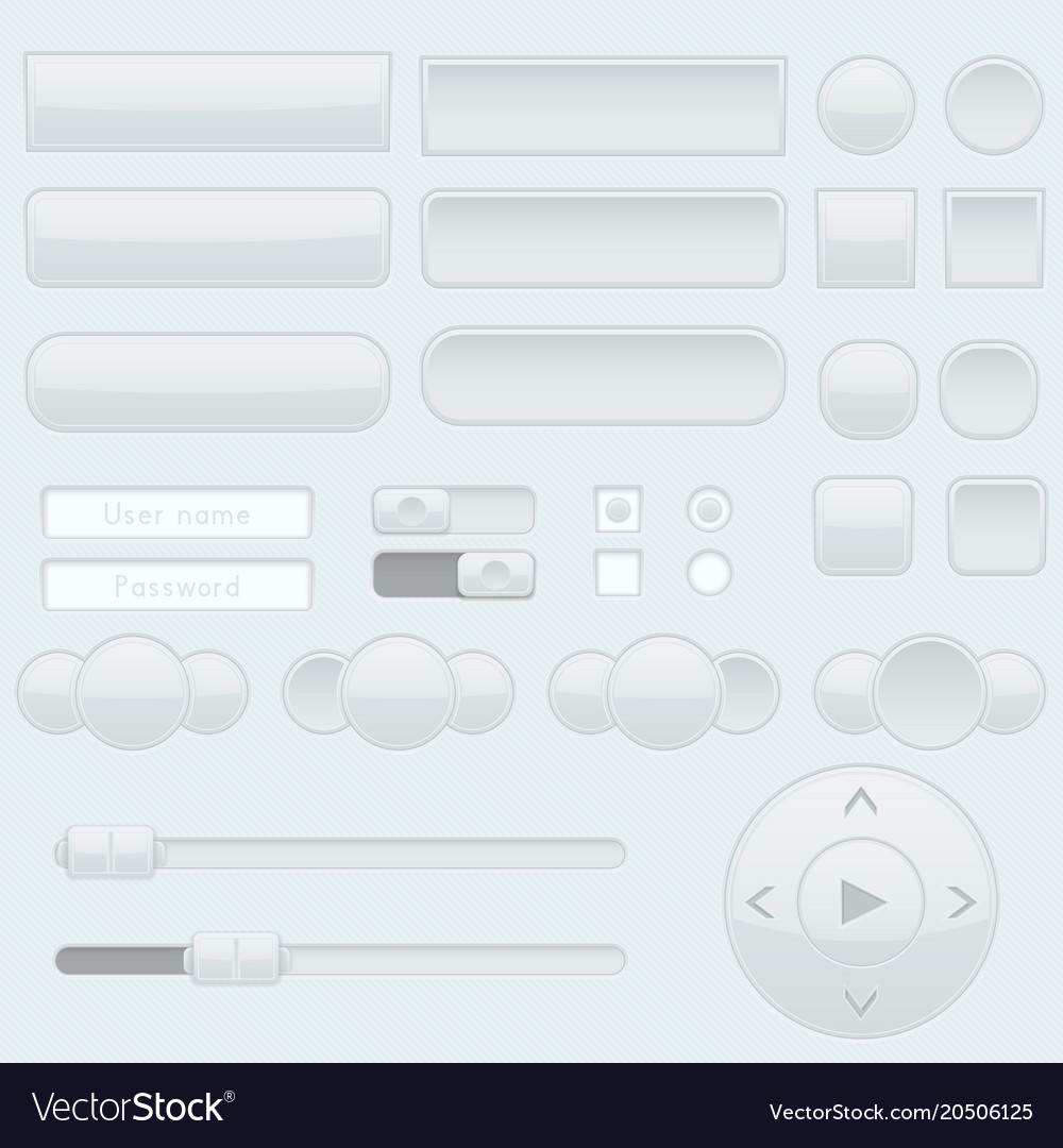 Light grey interface buttons sliders and toggle