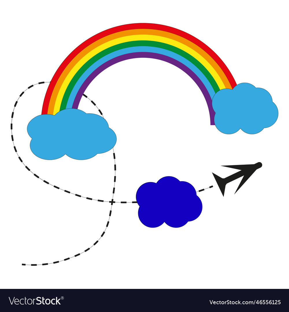 Rainbow cloud plane in fantasy style travel