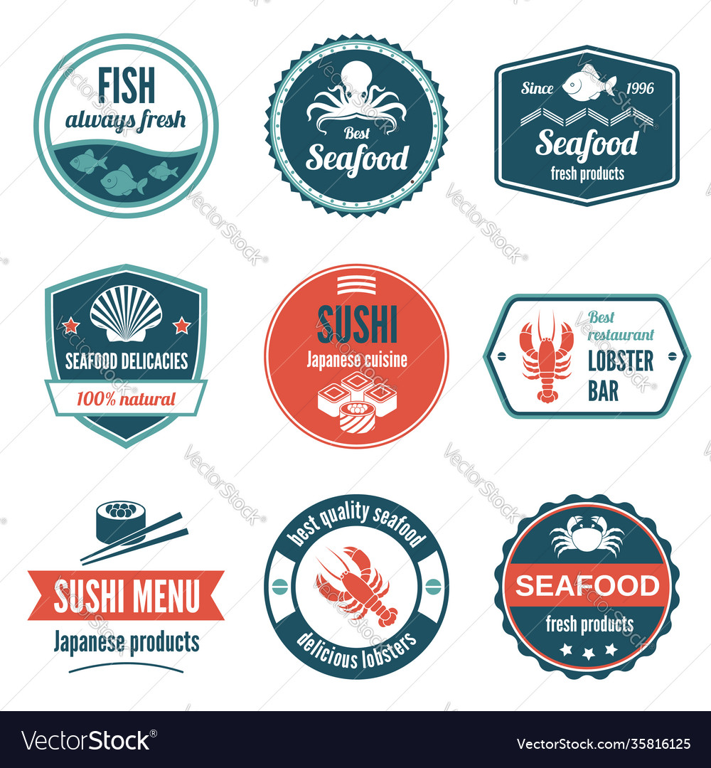 Seafood label set