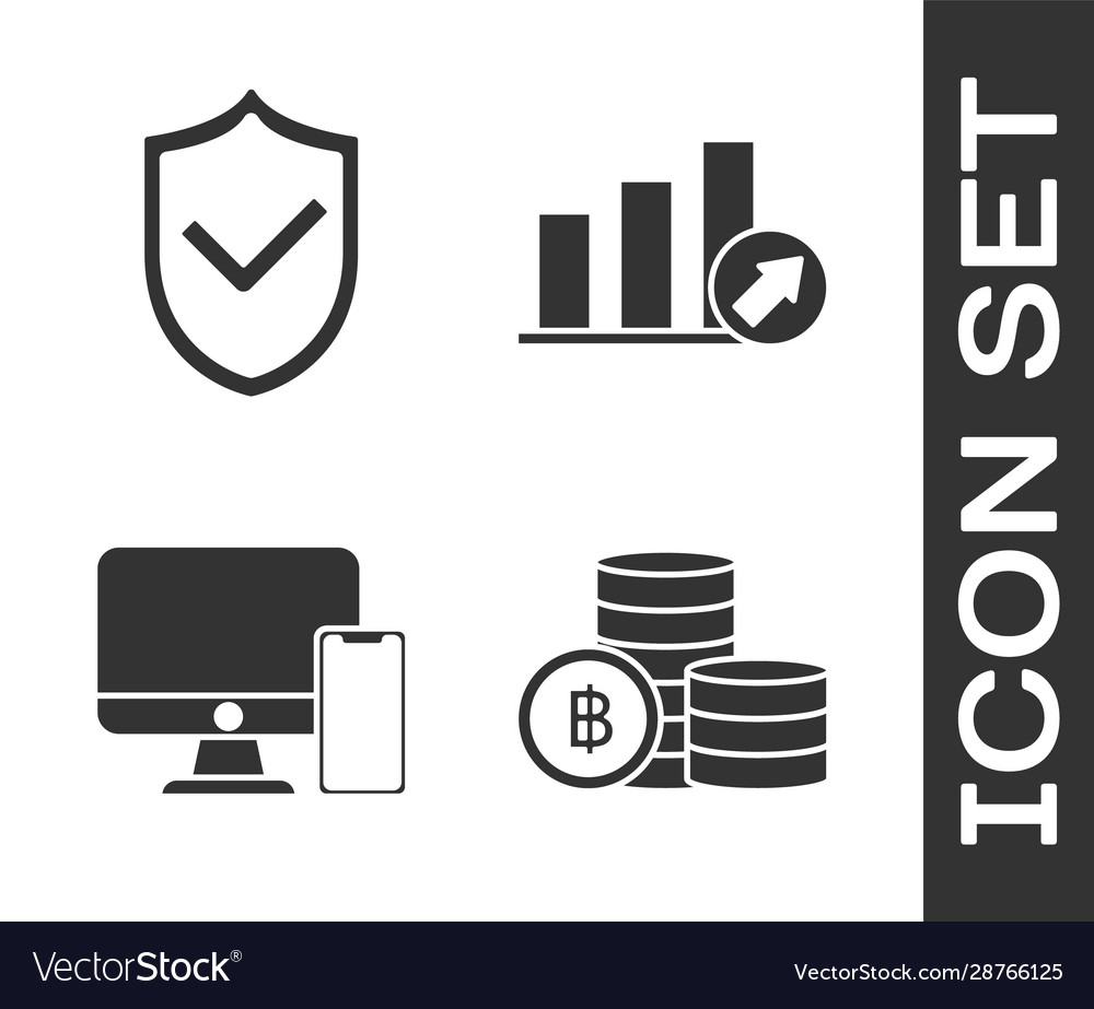 Set cryptocurrency coin bitcoin shield with check Vector Image Set cryptocurrency coin bitcoin shield with check