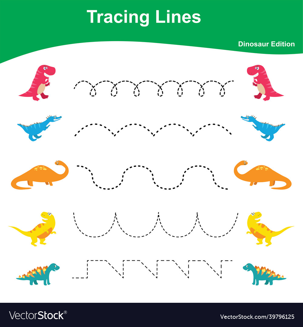 Tracing lines game dinosaur edition