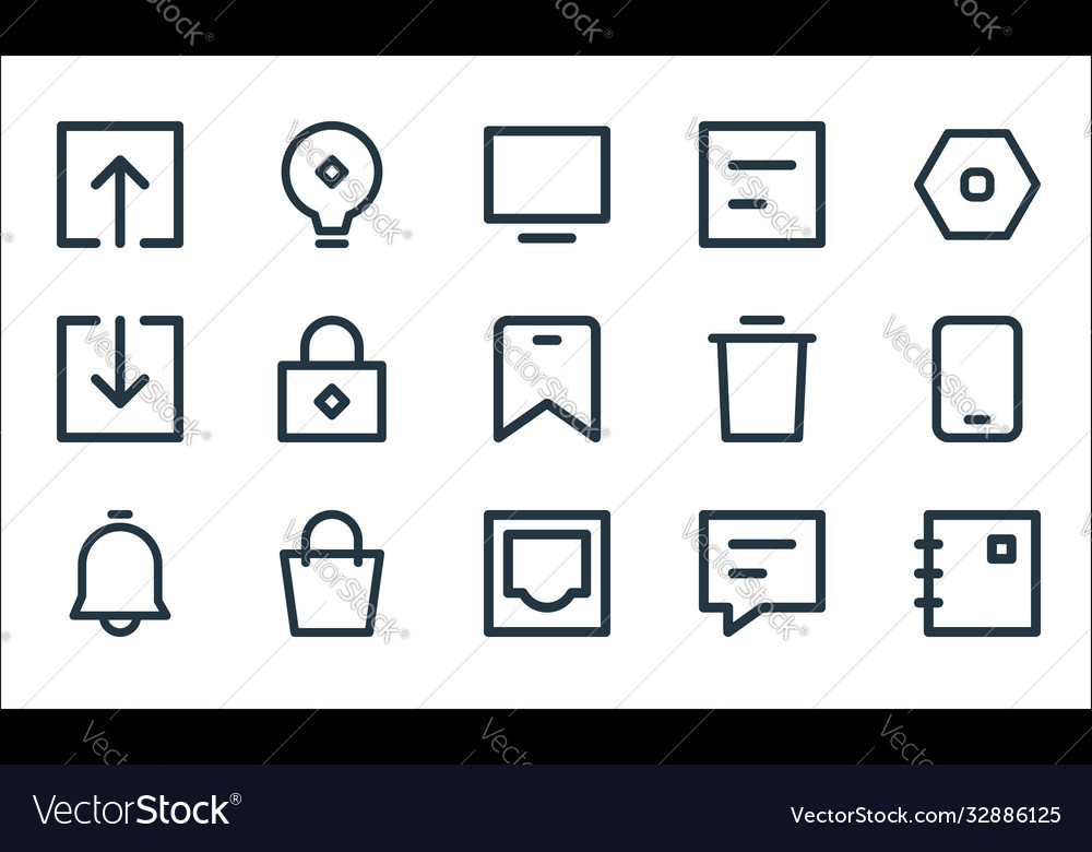 User interface line icons linear set quality vector image User interface line icons linear set quality