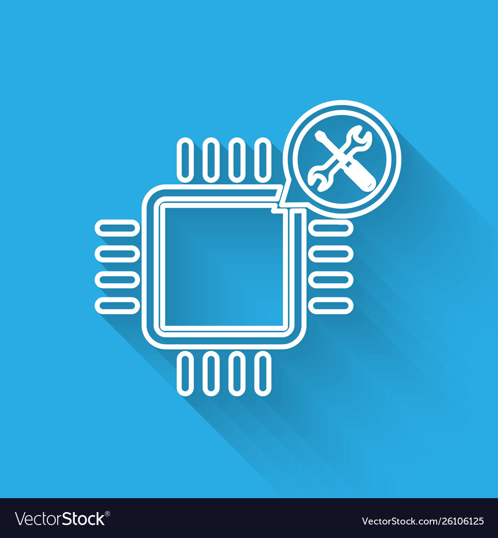 White line processor with screwdriver and wrench vector image White line processor with screwdriver and wrench