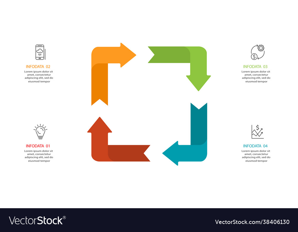 Abstract arrows graph diagram with 4 steps