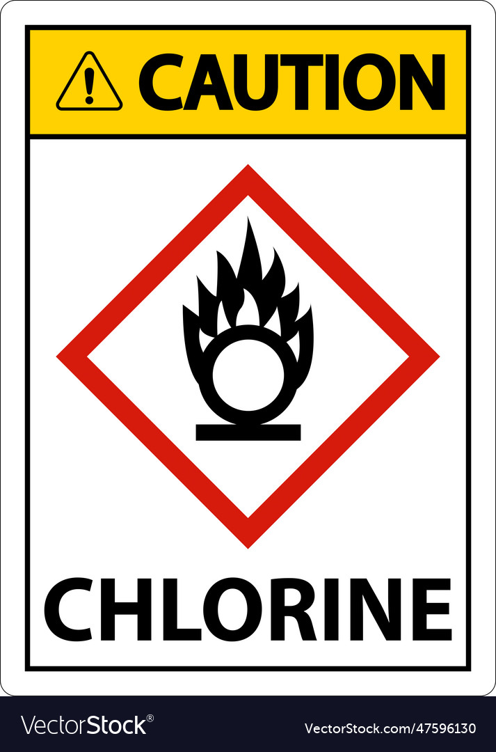 Caution chlorine oxidizer ghs sign on white