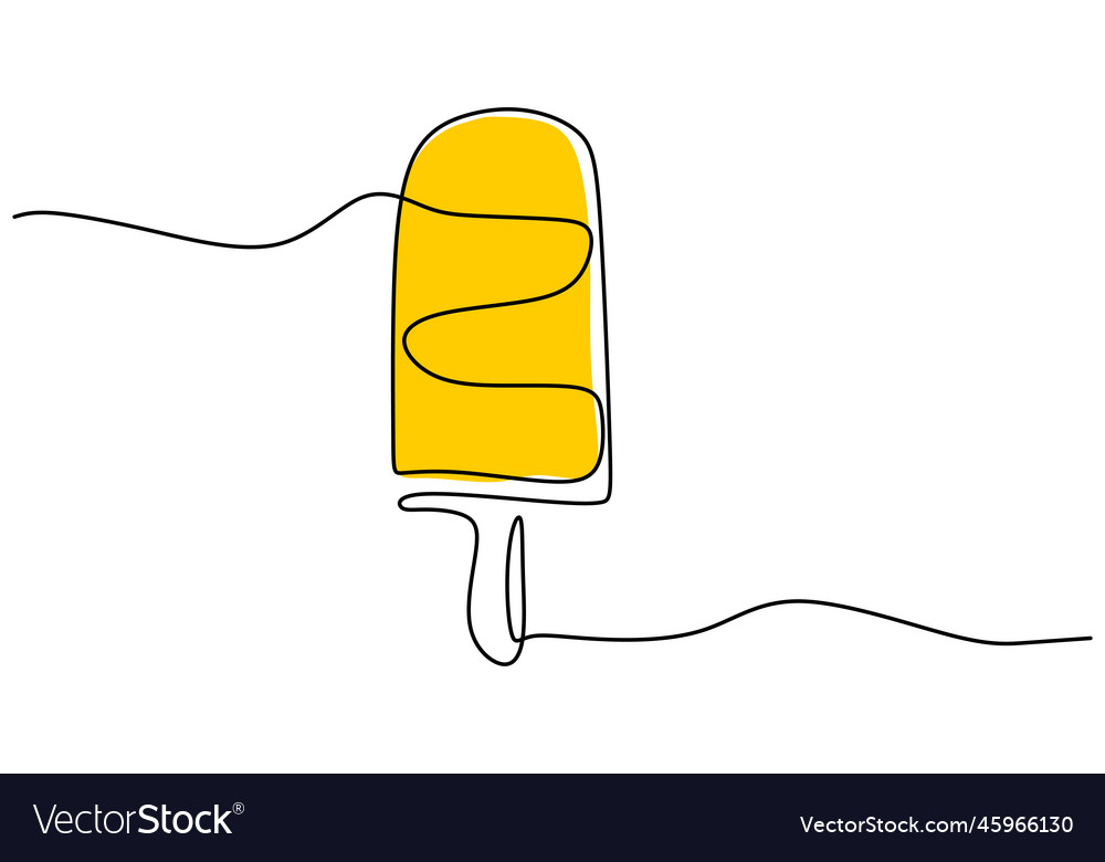 Continuous one line drawing of popsicle isolated vector image Continuous one line drawing of popsicle isolated