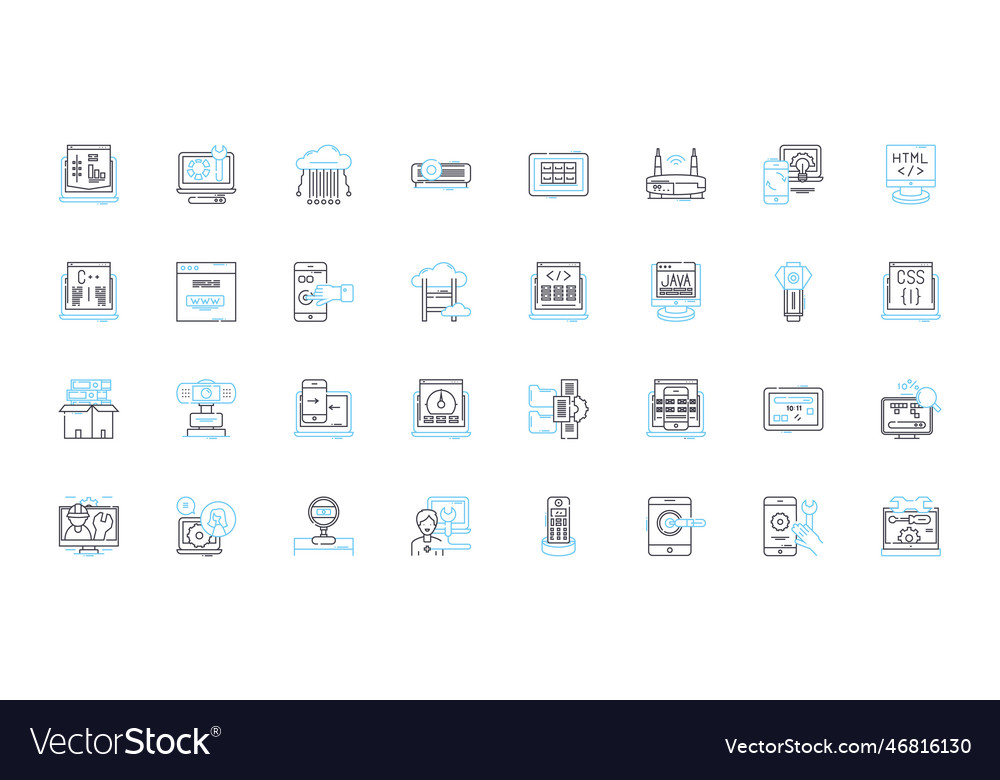 Cyber security linear icons set encryption vector image Cyber security linear icons set encryption
