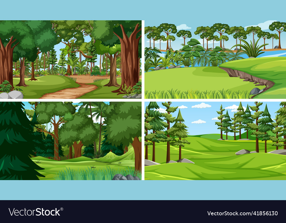 Different empty forest scenes Vector Image Different empty forest scenes