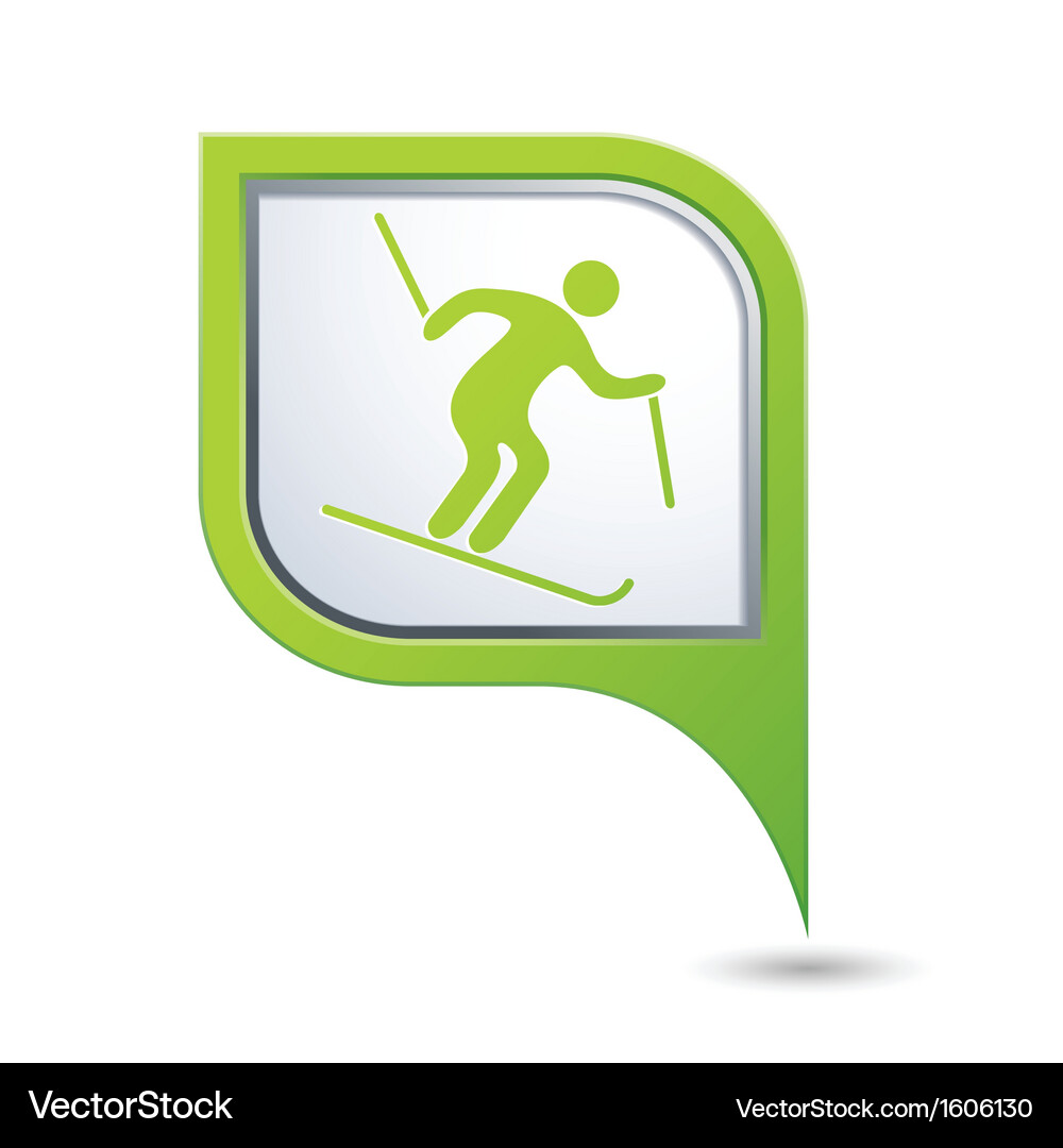 Downhill skiing icon green map pointer Royalty Free Vector