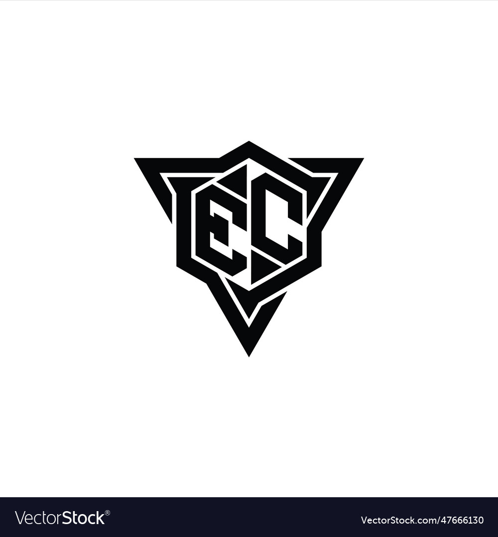 Ec logo monogram hexagon shape with triangle