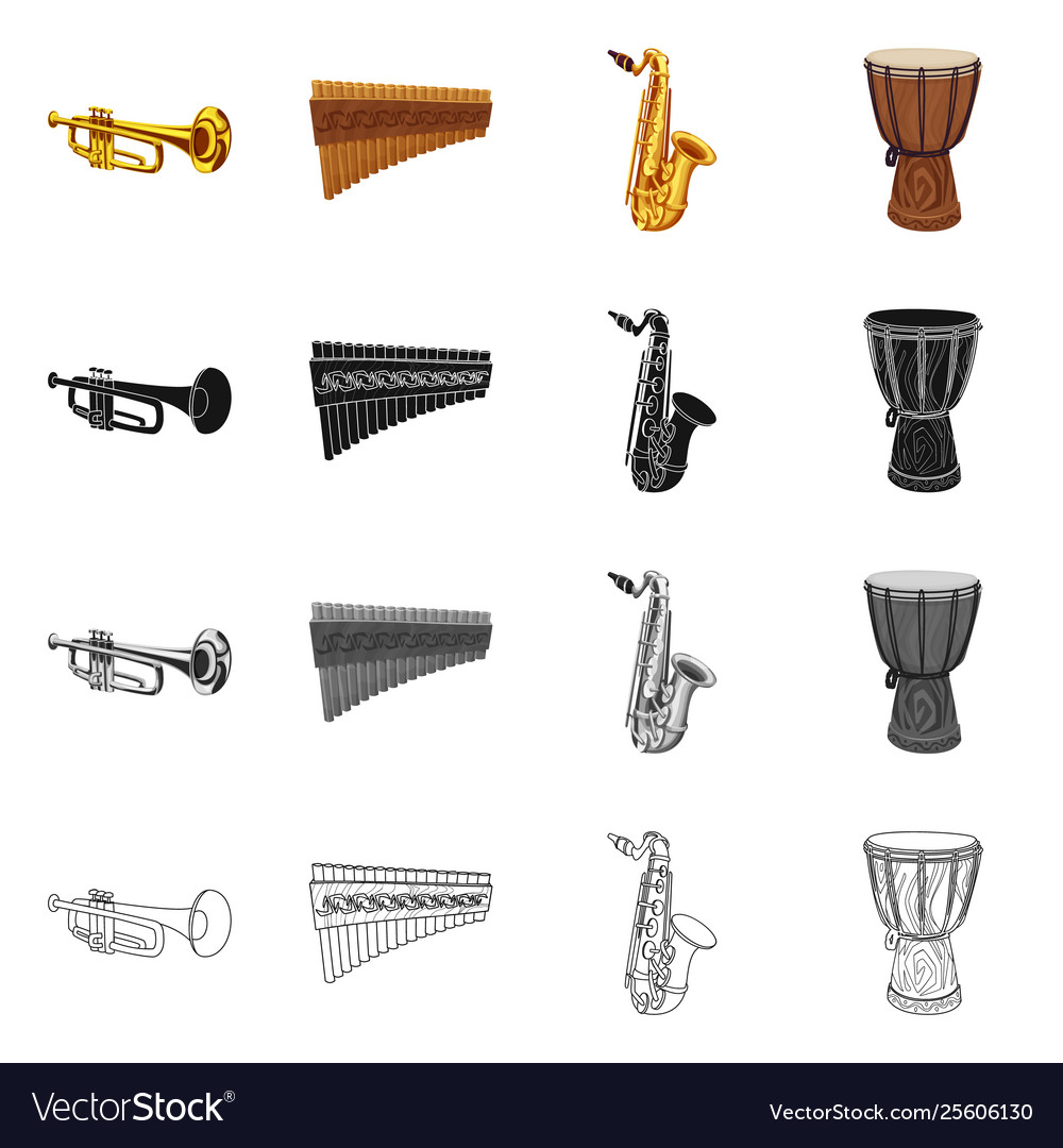 Isolated object music and tune symbol set vector image Isolated object music and tune symbol set