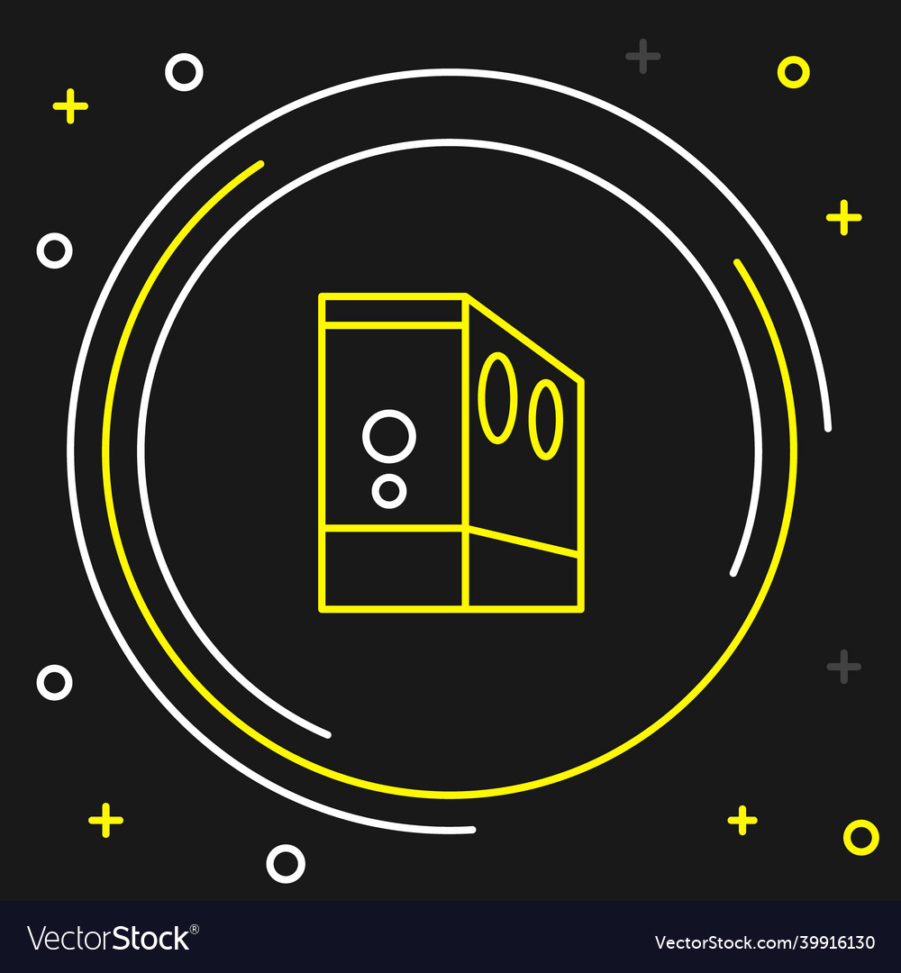 Line case of computer icon isolated on black