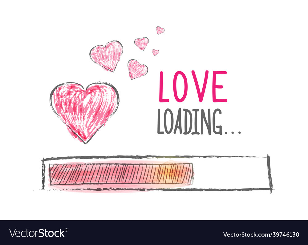 Loading love load progress indicator drawn vector image Loading love load progress indicator drawn