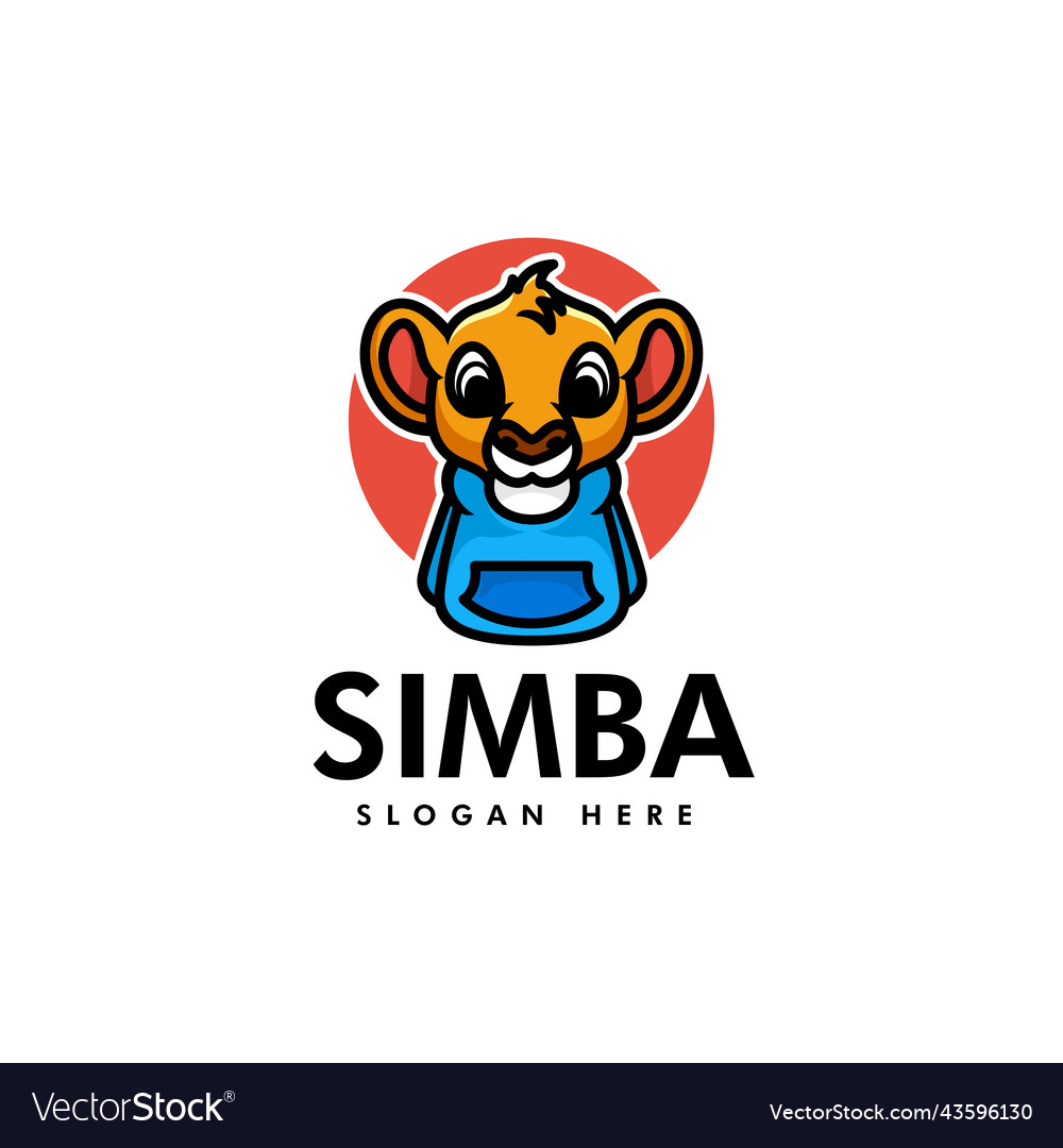 Logo simba mascot cartoon style Royalty Free Vector Image