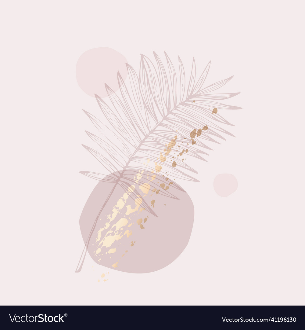 Minimal continuous line art palm leaf Vector Image Minimal continuous line art palm leaf