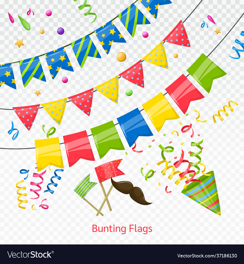 Party bunting flags for decoration invitations vector image Party bunting flags for decoration invitations