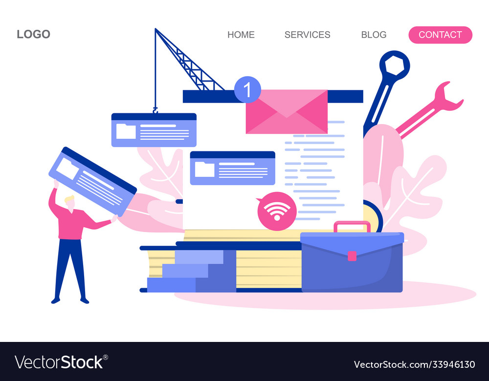 People build website design web page project vector image People build website design web page project