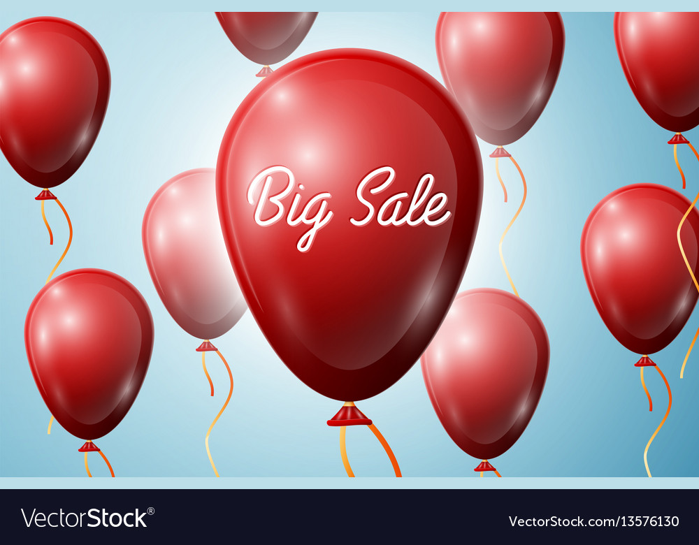 Rote Ballons mit einer Inschrift großen Verkauf vector image Rote Ballons mit einer Inschrift großen Verkauf