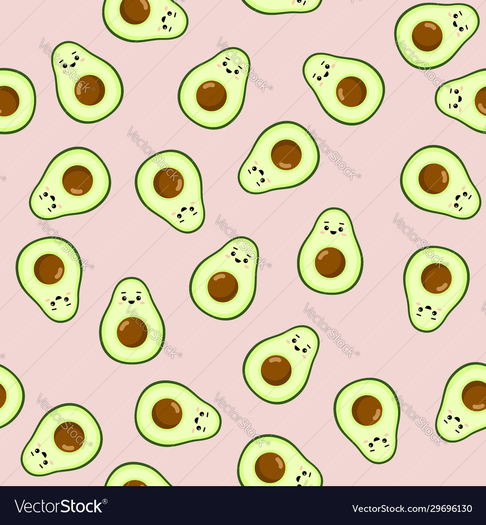 Seamless pattern avocado character design vector image Seamless pattern avocado character design