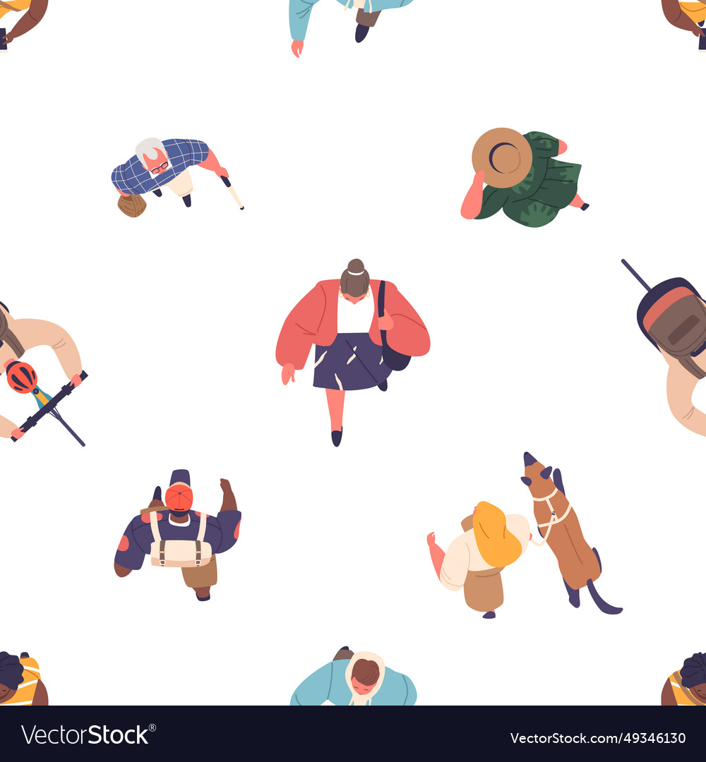 Seamless pattern features top-view of characters