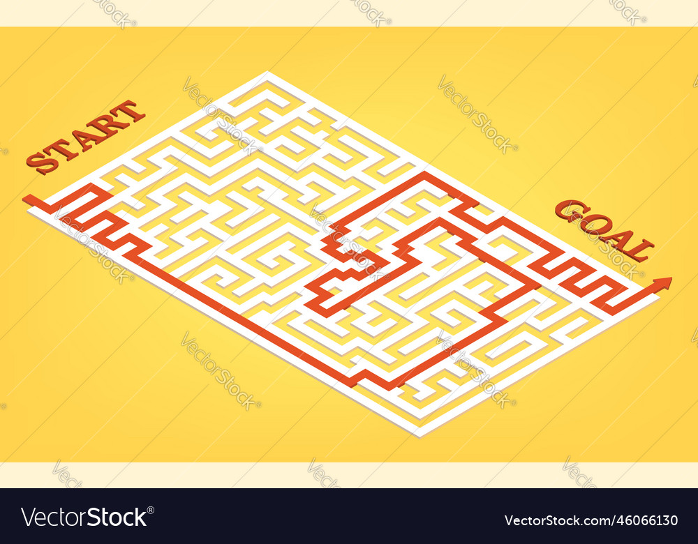Threedimensional maze with answers isometric Vector Image