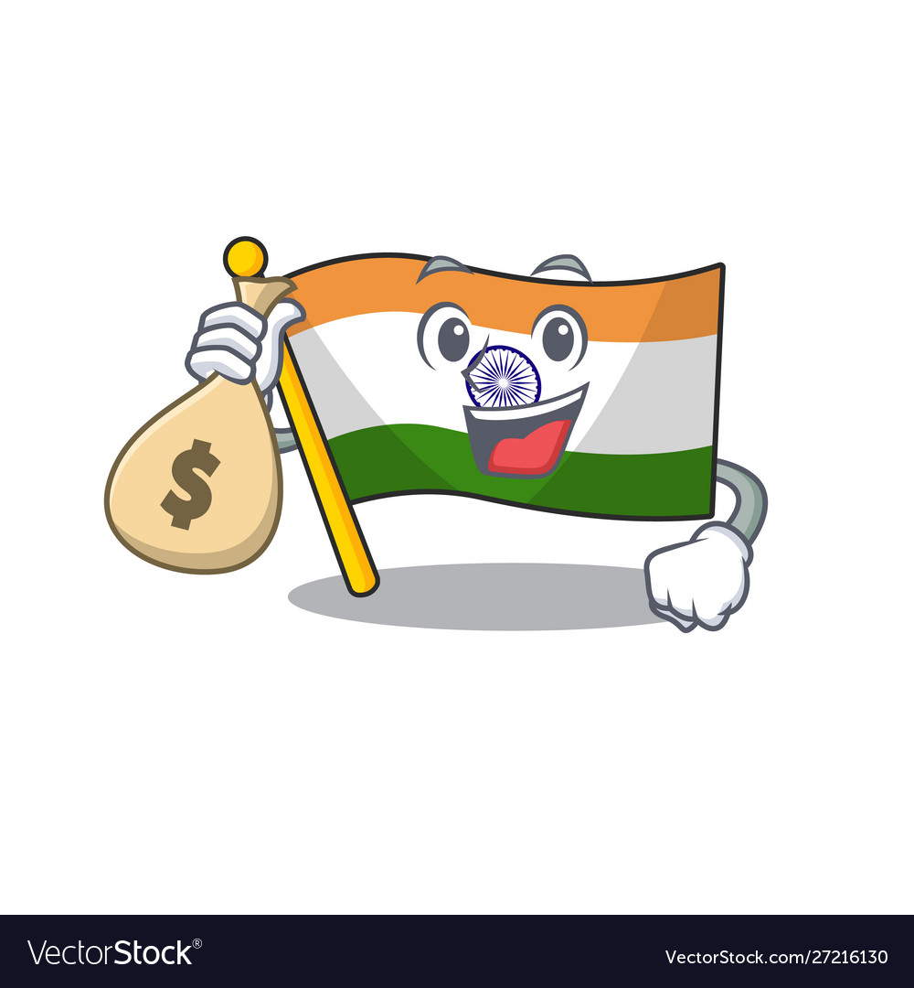 With money bag indian flag kept in cartoon drawer Vector Image With money bag indian flag kept in cartoon drawer Vector Image
