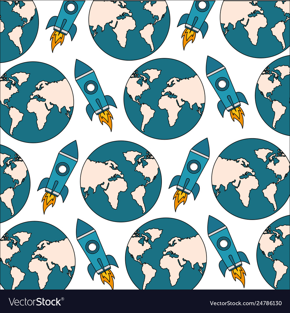World rocket spaceship adventure progress pattern Vector Image World rocket spaceship adventure progress pattern