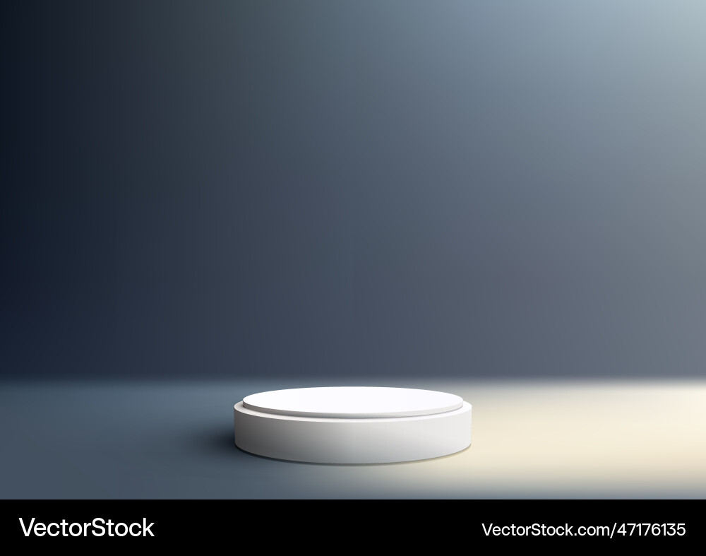 3d realistic empty white podium stand studio room Vector Image