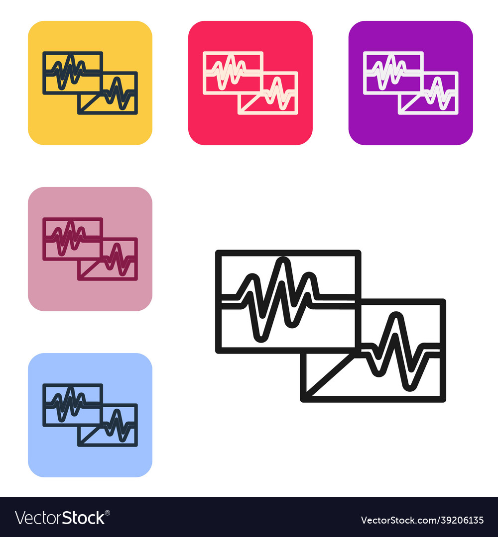 Black line computer monitor with cardiogram icon