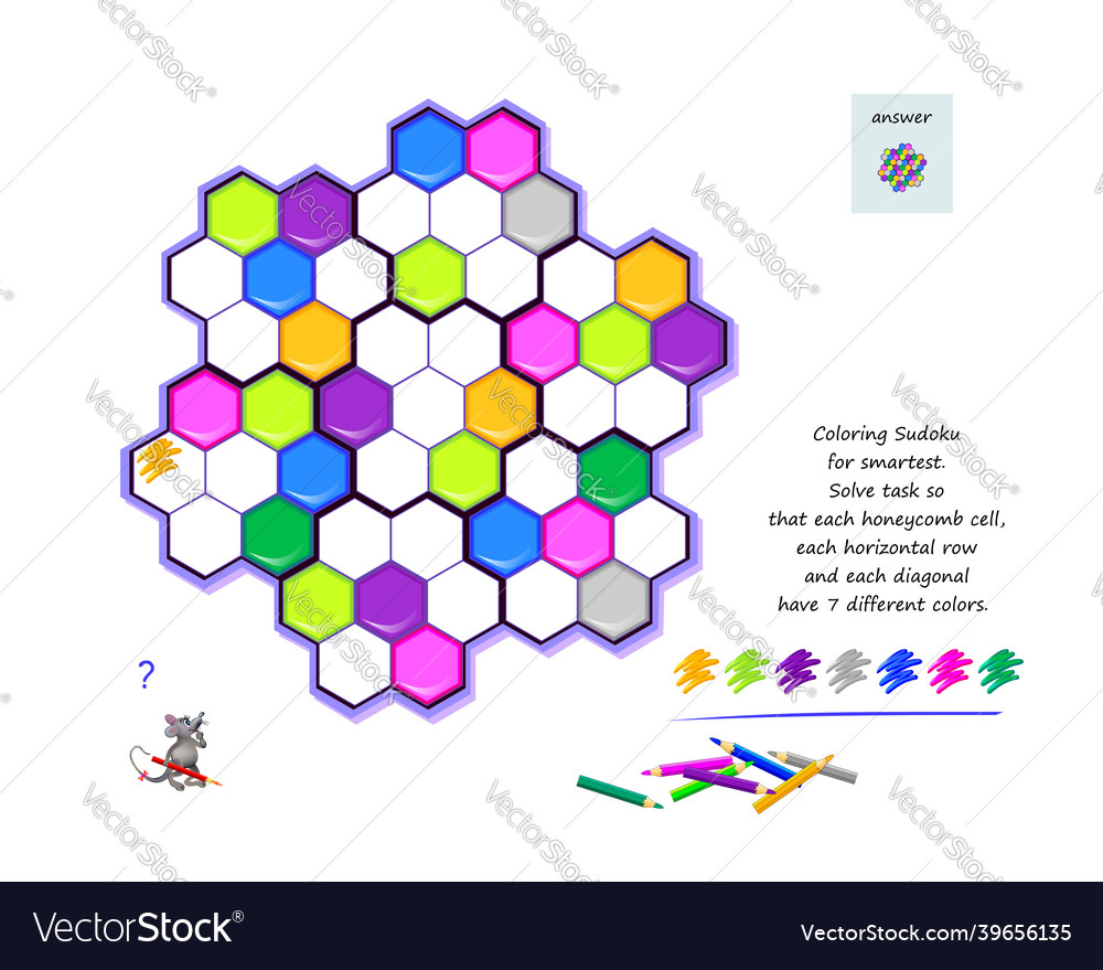 Coloring sudoku for smartest solve task so vector image Coloring sudoku for smartest solve task so