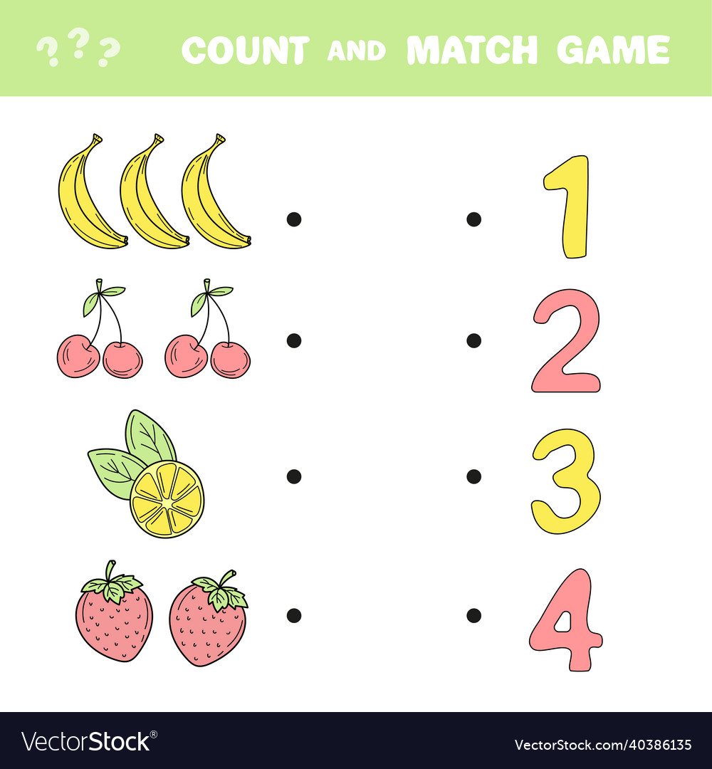 Count and match game the amount of fruits