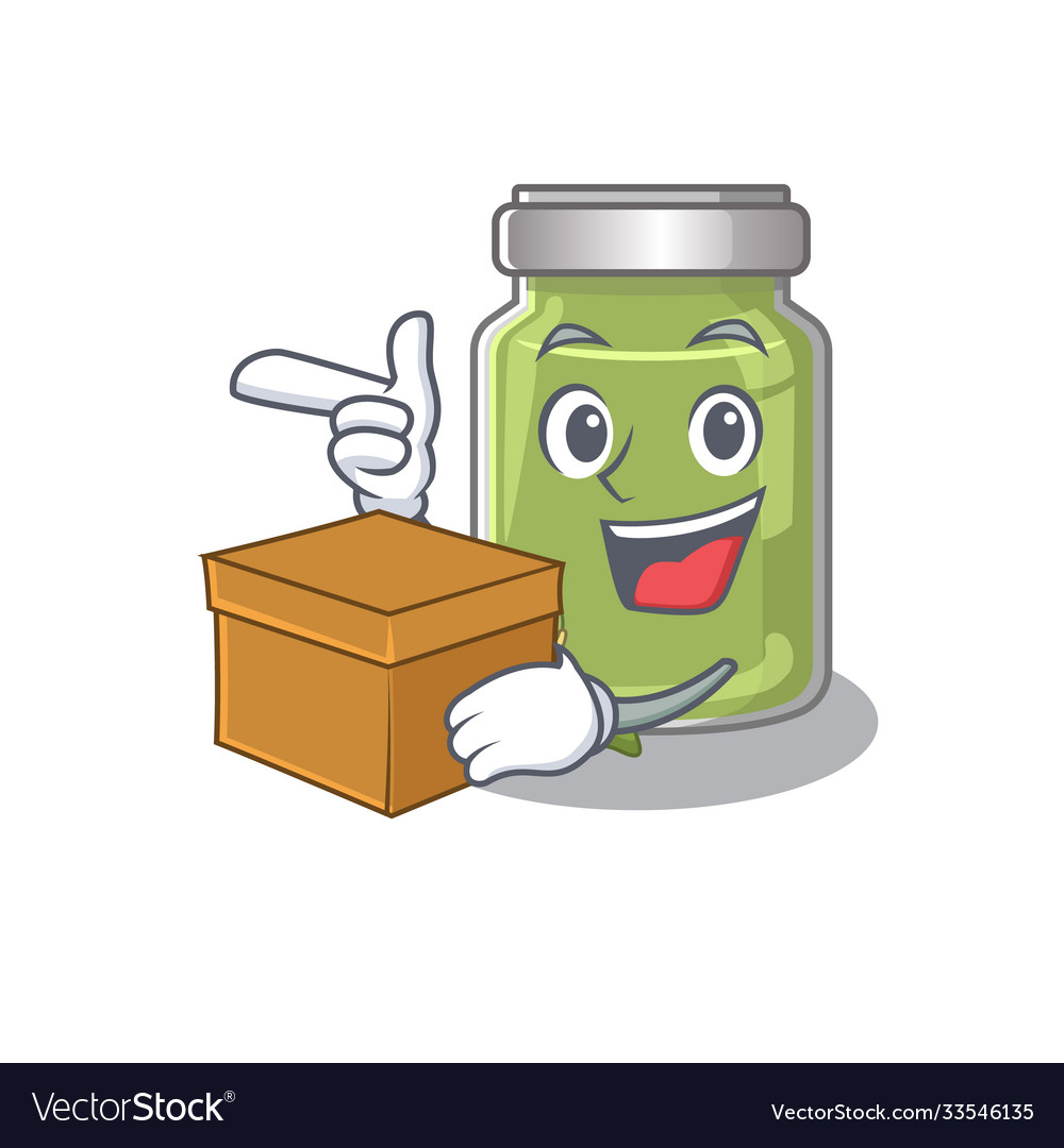 Cute pistachio butter cartoon character having