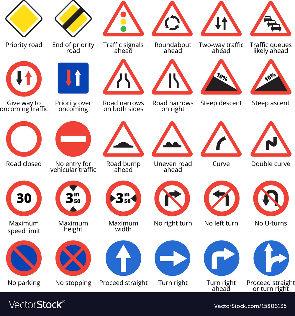 european-traffic-signs-royalty-free-vector-image