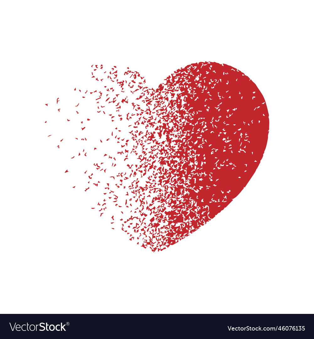 Exploding heart with grain texture Vector Image Exploding heart with grain texture