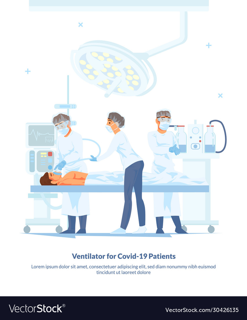 Flat ventilator for covid 19 patients royalty free vector