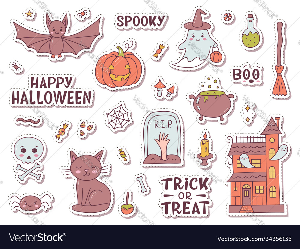 Kawaii halloween sticker set