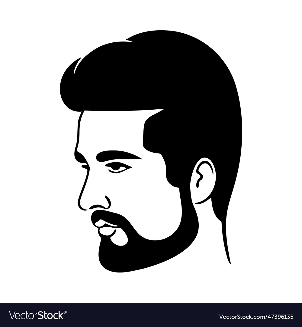 Man head silhouette face awith beard fashion icon Vector Image