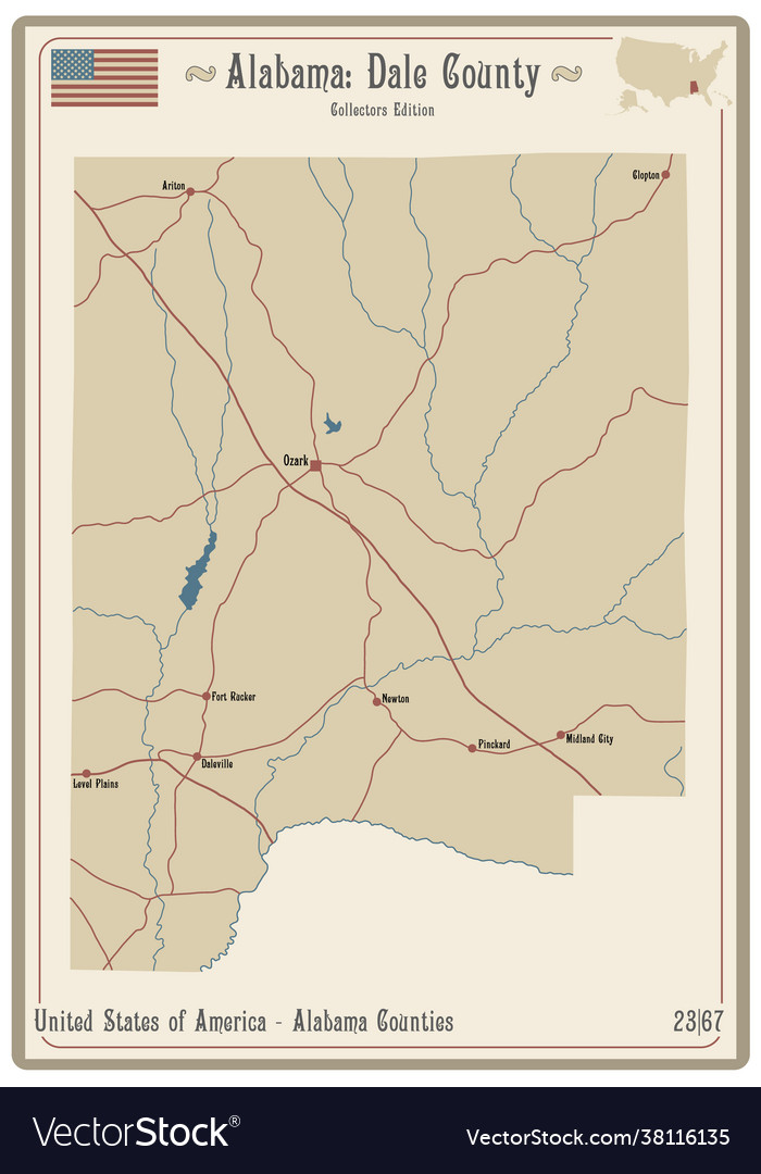 Map dale county in alabama Royalty Free Vector Image