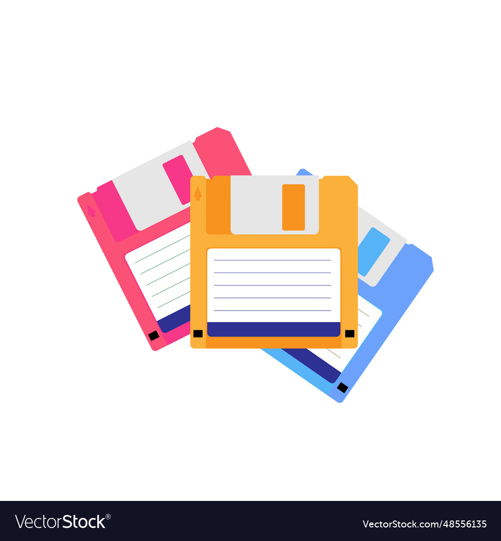 Realistic detailed floppy-disk retro object Vector Image Realistic detailed floppy-disk retro object