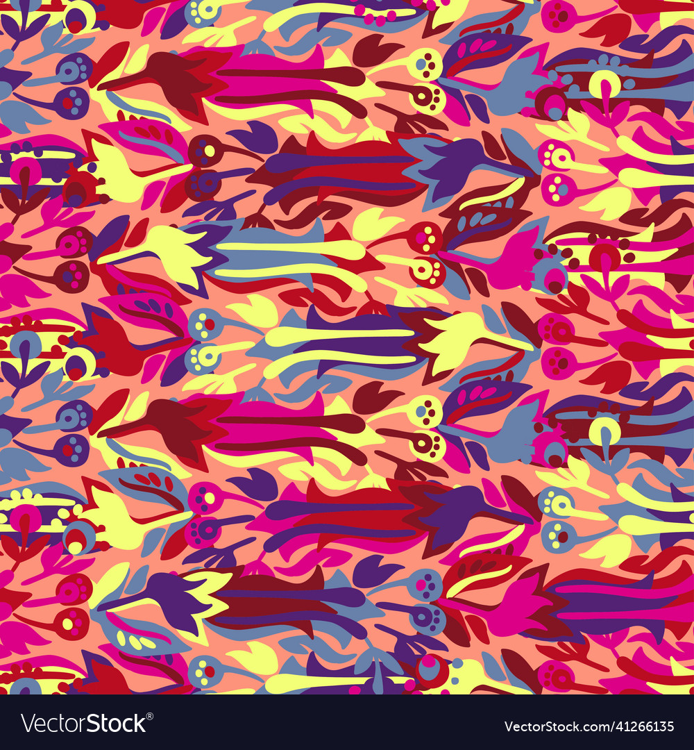 Seamless colorful design pattern botanical vector image Seamless colorful design pattern botanical