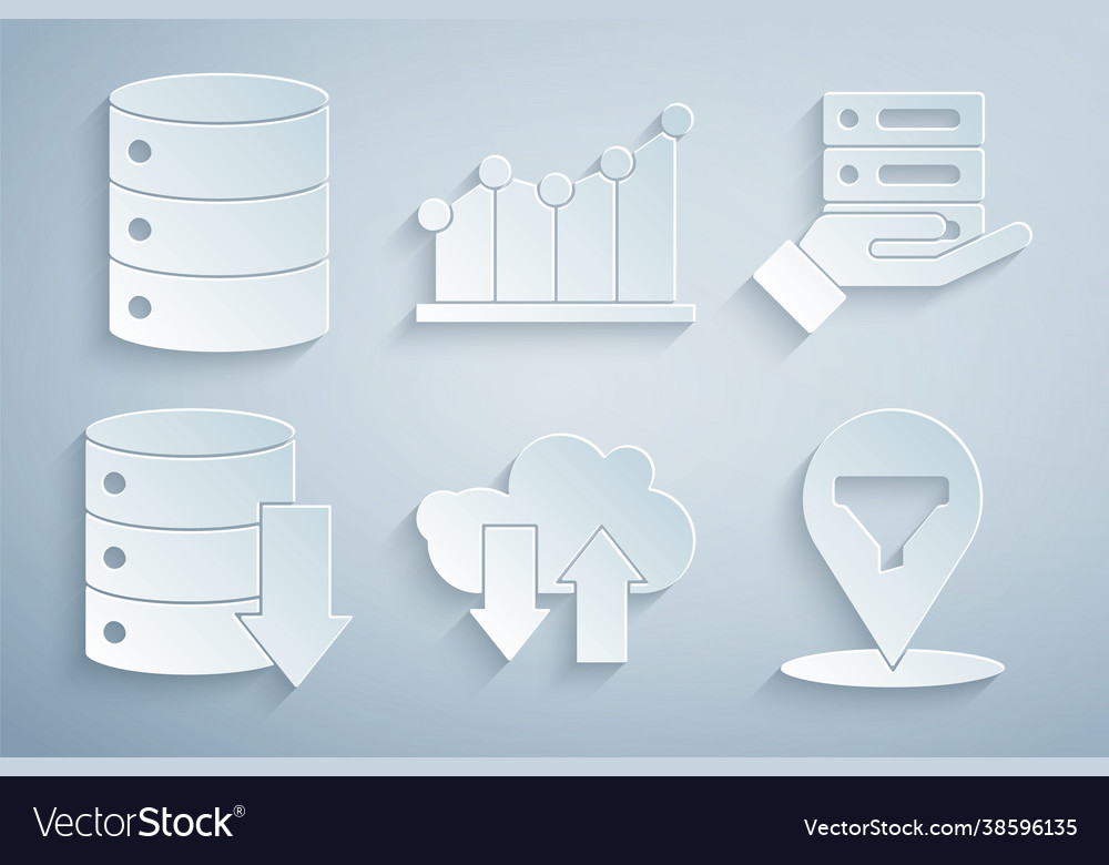 Set cloud download and upload server data web vector image Set cloud download and upload server data web