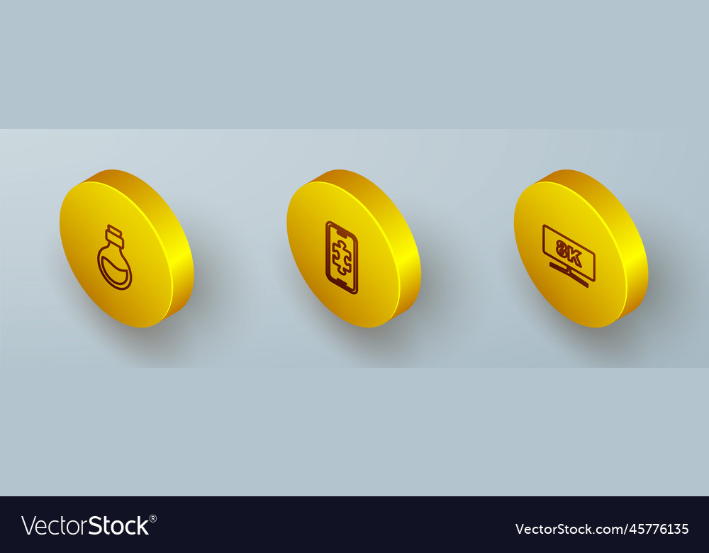 Set isometric line bottle with magic elixir