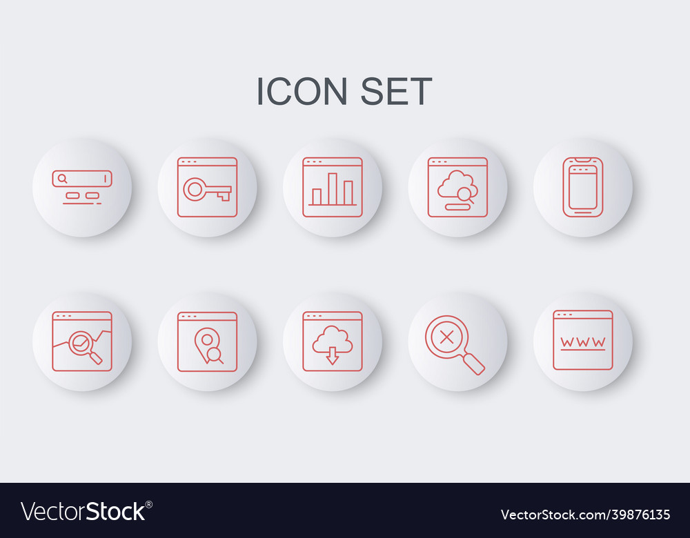 Set line browser window graph chart infographic vector image Set line browser window graph chart infographic
