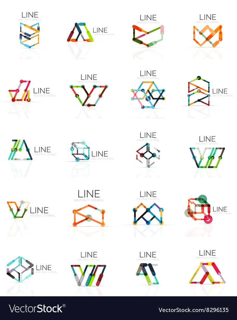 Set of linear abstract logos connected