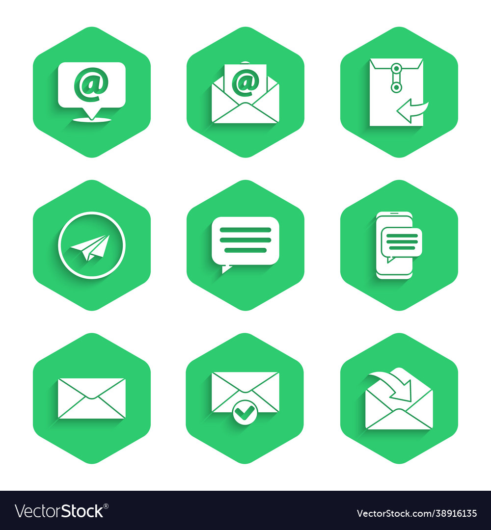 Set speech bubble chat envelope and check mark vector image Set speech bubble chat envelope and check mark