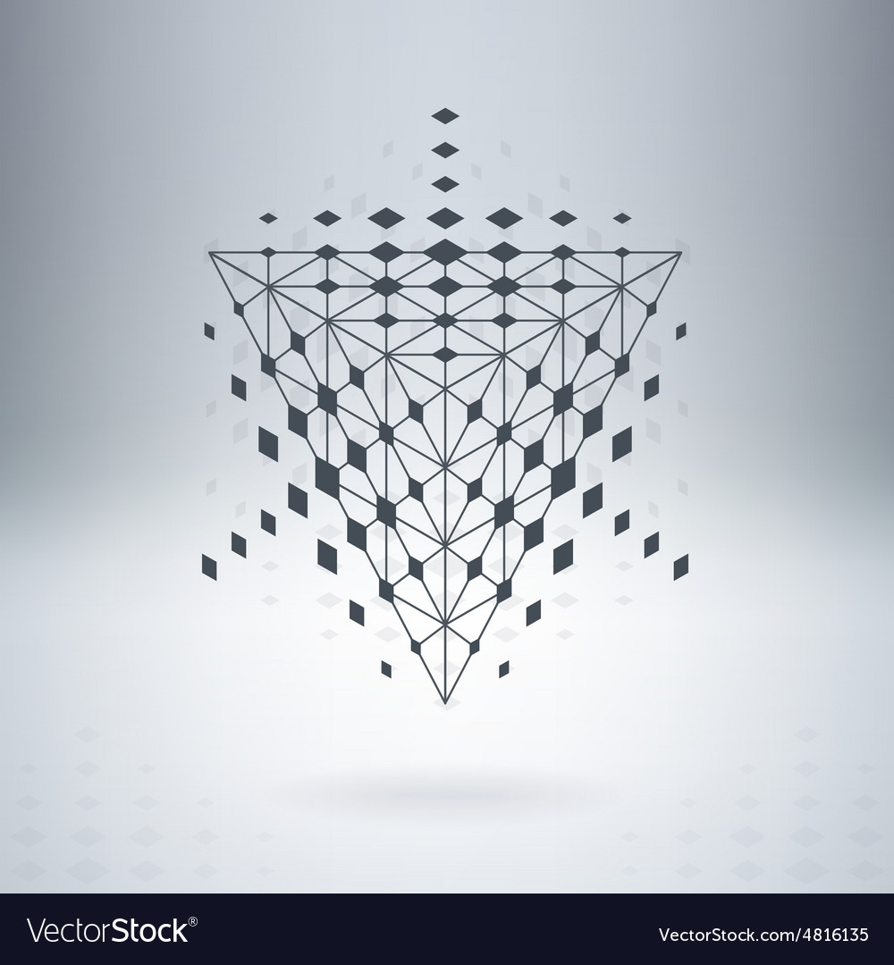 Soaring pyramid with connected lines and dots