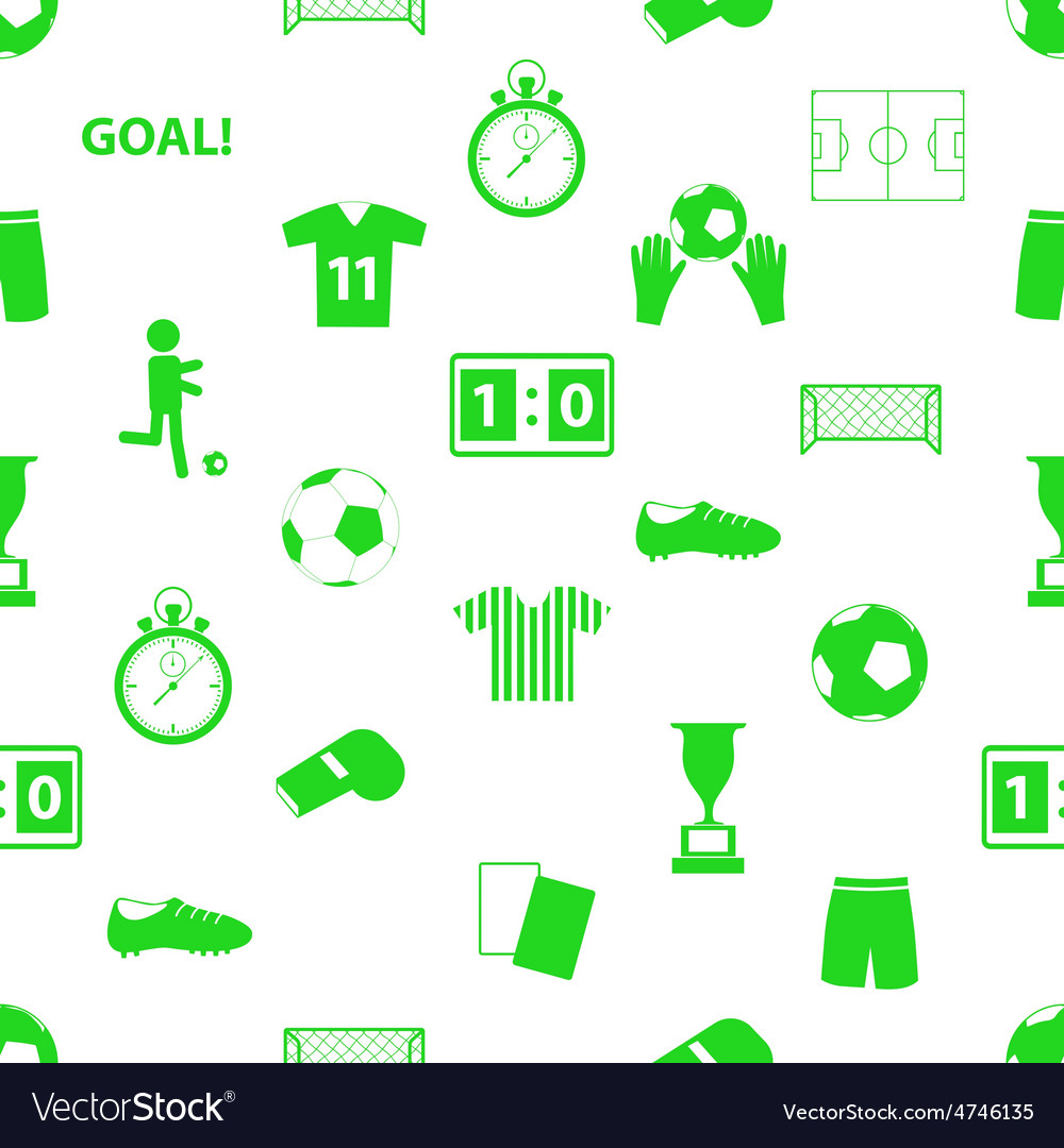 Soccer football icons seamless green pattern